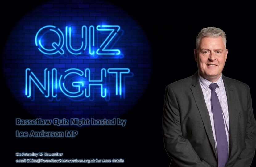 Lee Anderson, Bassetlaw, Quiz Night