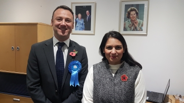 Home Secretary Priti Patel with Brendan Clarke-Smith