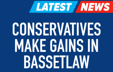 A 'Latest News' graphic outlining that Conservatives made gains in Bassetlaw.